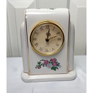 VTG PS Paul Sebastian Mantel Clock Floral Porcelain Ceramic 1996 Limited Edition